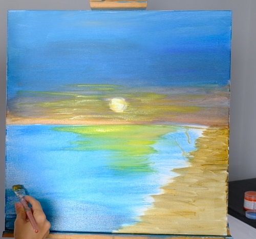jak namalować obraz akrylami zachód słońca